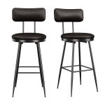 2 baro kėdžių komplektas su atlo&scaron;u, PU oda modernios virtuvės baro kėdės 65 cm, juodos