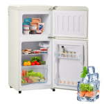 Retro &scaron;aldytuvas, dviejų durų, 60 L talpa, 22 L &scaron;aldiklis, LED, 88,8x45,5 cm, energija E, kremas
