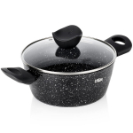 Puodas granito su stikliniu dangčiu GRANITICA 20 cm 22 l juodas Orion