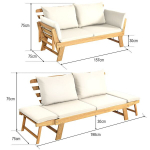 Terasos sofa-lova i&scaron; akacijos medienos 198x75x75 cm balta, Terasos sofa-lova i&scaron; akacijos medienos 198x75x75 cm balta