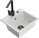 Mexen Milo granitinė plautuvė su viena kamera ir virtuviniu mai&scaron;ytuvu Rita, balta - 6505-20-670300-70, 435x410x171 mm