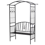 Sodo suoliukas su arka, metalinis, iki 200 kg, 154 x 60 x 205 cm, juodas