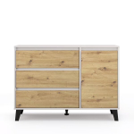 Komoda Mebelbos Borg 1d3s, 110x38,9x78,4 cm, ruda/smėlio spalvos