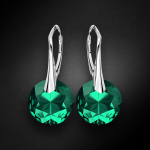 Sidabriniai auskarai moterims DiamondSky Marianne Emerald su Swarovski kristalais