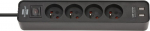 Prailgintuvas su 4 lizdais ir 2 Usb jungtimis, 1.5m