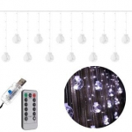 108 LED USB lempos užuolaidos &ndash; &scaron;altai baltos spalvos