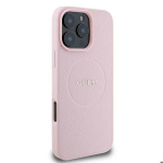 Dėklas, skirtas iPhone 16 Pro &ndash; Guess Grained Gold Ring MagSafe (GUHMP16LPGHSMMP) &ndash; rožinis