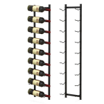 Costway vyno stovo sienelė 9 vyno buteliams metalinis butelių laikiklis 22 x 13,5 x 109 cm juodas