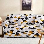 1 vnt. Geometrinio Ra&scaron;to Sofa Pieno &Scaron;ilko Užtiesalas,  Geltona