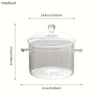 Auk&scaron;tos Kokybės Dviguba Rankena Stiklinis Puodas Viryklei., Vidutinis