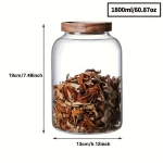 Stikliniai indeliai su mediniu dangteliu, 1800 ml / 60,87 uncijos laikymo indelis
