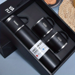 Nerūdijančio Plieno Termosų Rinkinys su 2 Puodeliais - 500ml,  Juodas komplektas