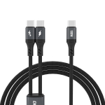 Dvigubas USB-C įkrovimo laidas 100W, 1,2 m, juodas