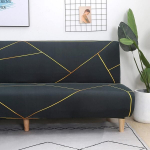 Futon 2&ndash;3 vietų sofos lovos užvalkalas, juodas/auksinis