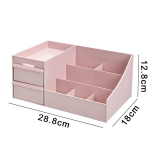 Bathroom accessories,Makeup Desk Organizer - Elegant Vanity Storage Box with Drawer for Cosmetics and Jewelry,Pink-Large
