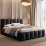 Lova MAGNATE + Čiužinys SAPNAS 2 XL|180x200|Juoda #80|Veliūras