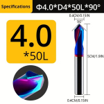 Frezavimo grąžtas 4.0*50L, volframo plienas, 65 laipsniai, 1vnt 4-D4-50