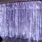 LED užuolaidinė girlianda su pulteliu, baltas