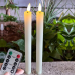 LED kūgio formos žvakė su nuotolinio valdymo pultu, 26,01 CmBalta žvakė - 2 pak