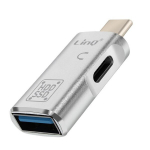 OTG USB ir USB C adapteris į USB C greito duomenų perdavimo LinQ sidabrinis