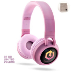 PowerLocus Buddy Belaidžiai suprajaučiai ausinukai vaikams - Bluetooth, Micro SD, LED &scaron;viesos - Rožinė