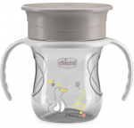 Nei&scaron;sipilantis puodelis su nuimamomis rankenomis Chicco Perfect Cup, pilkas, 12 mėn+, 200 ml