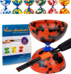 Juggle Dream Jester diabolo žongliravimo rinkinys - fiksuotos a&scaron;ies profesionalus diabolo su superglass lazdelėmis, mokomasis vaizdo įra&scaron;as internete - žongliravimo žaislas (juodas/raudonas)