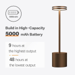 Hapfish Led stalinė lempa, belaidė baterija, 5000 Mah jutiklinė stalinė lempa, pritemdoma, stalinės lempos, maitinamos baterijomis, įkraunama, aliumininė, 3 spalvų temperatūros, skirta lauko staliukui prie lovos, valgomojo stalui