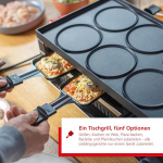 Solis 5 viename stalo grilis 791 raclette 8 asmenims - raclette + stalo grilis + wok + picos grilis + blynai - elektrinis grilis - 1400 w - nerūdijantis plienas