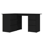 Kampinis ra&scaron;omasis stalas，Biuro stalas，Kompiuterio stalas, juodas, 145x100x76cm, mediena CFE6931918