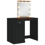 Kosmetinis staliukas，Makiažo stalas su LED lemputėmis, juodas, 90x42x132,5cm CFE4956766