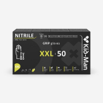 Pir&scaron;tinės vienkartinės nitrilinės juodos, GRIP "XXL", 50vnt.