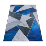 Mėlynas juodas kilimas 160x220 cm svetainei neslystantis geometrinis ra&scaron;tas