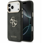 &bdquo;Guess&ldquo; &bdquo;Apple iPhone 17 Pro Max&ldquo; PU odos 4G metalinis logotipas, auksinis rėmelis, &bdquo;MagSafe&ldquo; dėklas, juodas