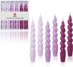 Spiralės formos žvakės, 18cm, 6vnt, violetinė