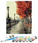 Tapyba pagal skaičius &ndash; paveikslas, dažai, teptukai, rinkinys &bdquo;Autumn street&ldquo;, 40&times;50 cm
