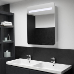 vidaXL Veidrodinė vonios spintelė su LED ap&scaron;vietimu, 68x9x80cm