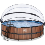 Karkasinis baseinas su smėlio filtru, stogeliu ir &scaron;ilumos siurbliu Exit Wood &oslash;488x122cm cm, rudas