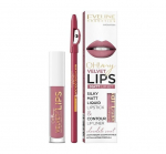 Matiniai lūpų dažai Eveline Oh My Lips Liquid Matt Lipstick, 4.5 ml + lūpų pie&scaron;tukas Contour Lip Liner 13 Brownie Biscotti