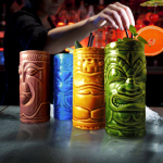 Keraminiai Tiki kokteilių puodeliai, 4 vnt., 300 ml