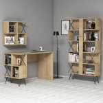 Ra&scaron;omasis stalas su lentyna Kalune Design 845 (III), &scaron;viesiai rudas/juodas