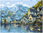 Tapyba pagal skaičius Miestas kalnuose, 40x50 cm.