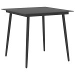 Sodo valgomojo stalas, 80x80x74 cm, juodas