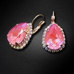 Auskarai moterims DiamondSky &bdquo;Crystal Drop III (Lotus Pink DeLite)&ldquo; su Swarovski kristalais