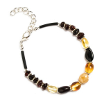 Gintarinė apyrankė moterims, juodos spalvos