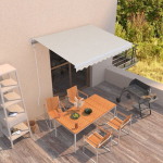 vidaXL Automatinė i&scaron;traukiama markizė, kreminės spalvos, 350x250cm