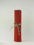 Suktos bičių važko žvakės raudonos spalvos 45 vnt. 0,9x25 cm.