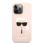 Karl Lagerfeld Liquid Silicone Karl Head Case, skirtas iPhone 13 Pro, rožinis