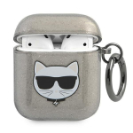 Karl Lagerfeld blizgus juodas AirPods 1/2 dėklas Choupette