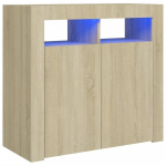 Spintelė su LED ap&scaron;vietimu, ąžuolo spalvos, 80x35x75 cm, Коричневый